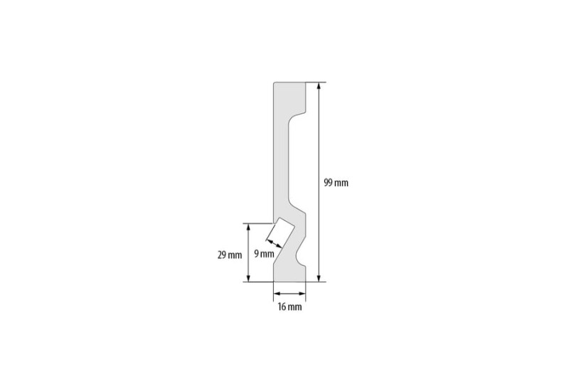 Rysunek techniczny listwy przypodłogowej LED prosta 10cm