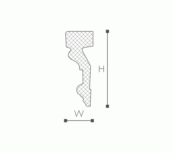listwa ozdobna na ścianę profil, sztukateria dekoracyjna, NMC Z1, przekrój.gif