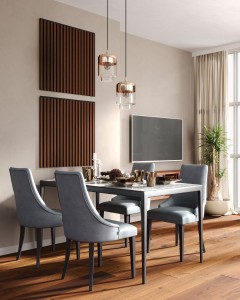 lamele dąb ciemny aranżacja w mieszkaniu