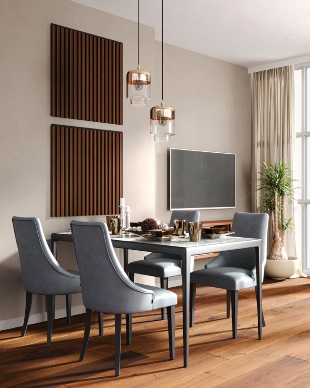 lamele dąb ciemny aranżacja w mieszkaniu