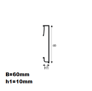 Rysunek techniczny listwy przypodłogowej srebrnej 6 cm