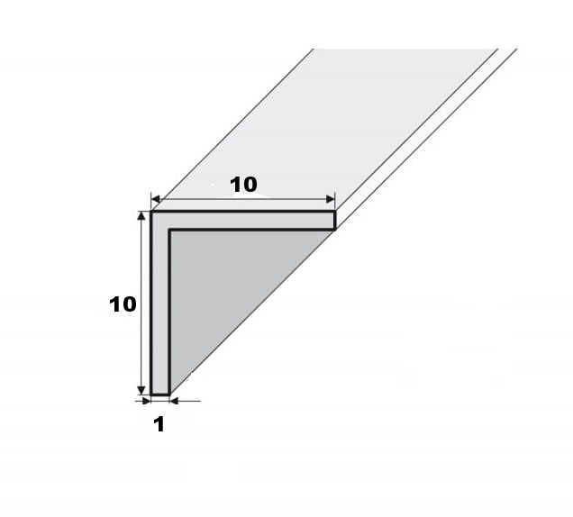 RYSUNEKTECHNICZNY kątownika aluminiowego 10x10x1mm